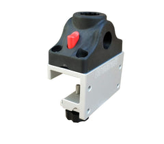 Bracket mounted on AlumaTrac rail on boat