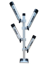 Brocraft aluminum trolling rod holder tree on a boat for organized trolling setups.