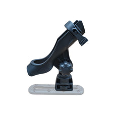 Brocraft rod holder on track mount demonstrates secure baitcaster setup for kayak