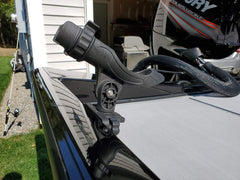Brocraft Crestliner SureMount rod holder shows 360 degree rotation for flexible fighting and re-casting