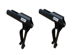 Brocraft double ice fishing bucket rod holder clip secures two poles on a bucket.