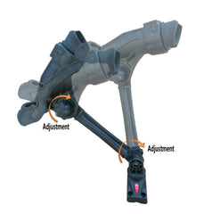 BroCraft fishing rod holder extension post adjustment mechanism showing dual-end positioning.