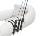 Brocraft float tube rod holder system attached to a float tube