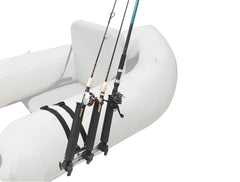 Brocraft float tube rod holder system attached to a float tube