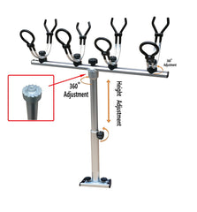 Four-rod heads secured on Brocraft system for multi-rod fishing.