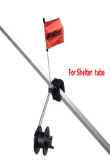 BroCraft rattle reel with ice fishing gear in shelter
