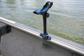 Brocraft Power Lock Extender Rod Holder on Lund Sport Track base enables quick, secure rod access.