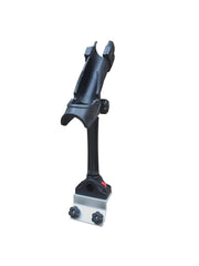 Brocraft Power Lock 45-degree bracket enables easy rod access on gunnel tracks.