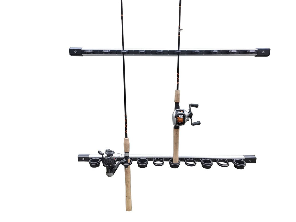 Brocraft rod storage mounted on wall/ceiling/garage with 10-rod capacity