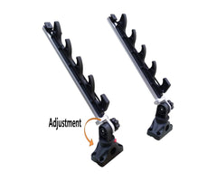 Brocraft transport rack mounted on aluminum track for secure boat setup.