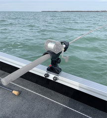 Brocraft Smoker Craft 60-degree rod holder on track improves reach and control.