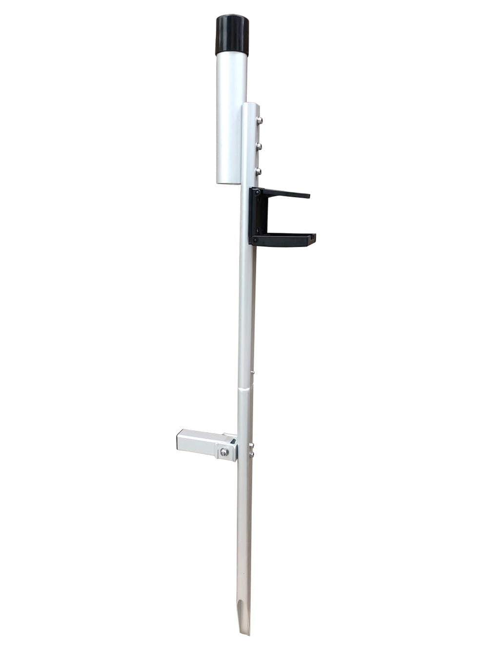 Brocraft surf rod holder with cup holder mounted on a sandy beach