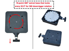 Brocraft swivel base pre-drilled and tapped for quick installation