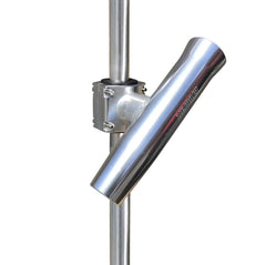 Brocraft T-TOP rod holder close-up shows silver aluminum finish and sturdy build.