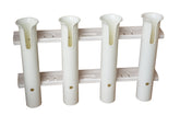 Brocraft tackle rack holds four rods securely for boat or wall mounting.