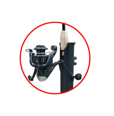 Brocraft tackle rack mounted on boat, truck or wall for versatile installation.
