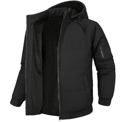 Brooklen winter jacket fleece-lined interior offers soft comfort against cold.
