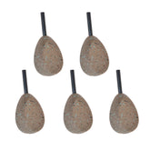 Brown-coated flat pear inline carp fishing sinkers 2 oz – set of 5
