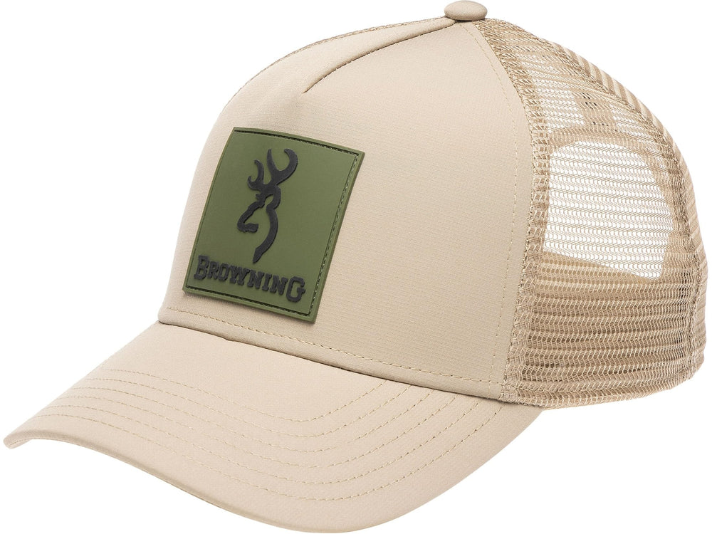 Browning Newton cap front view in tan, lightweight and breathable for outdoor wear