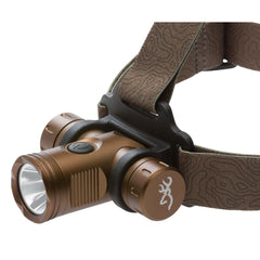 Browning Blackout Elite headlamp built-in power bank charges devices on the go.