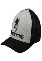 Browning cap in branded heather black with flex-fit for daily wear and outdoor adventures.