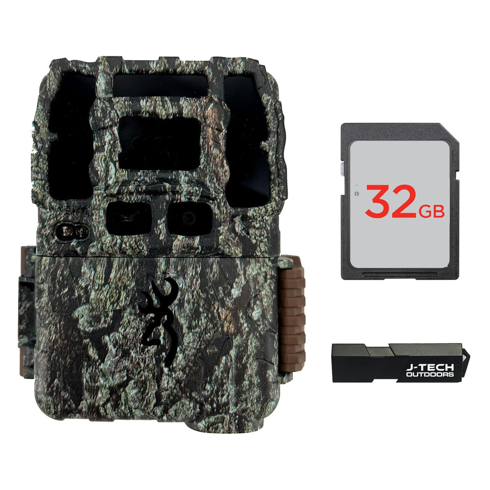 Browning Dark Ops DCLN camo camera front view with high-resolution image capability