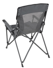 Browning chair armrest-cup-holder keeps drinks within reach.