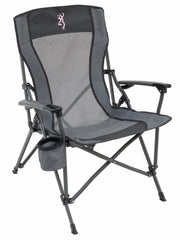 Browning folding camping chair mesh-seat for breathable outdoor comfort.