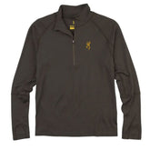 Browning Merino 1/4 Zip Major Brown front view shows lightweight warmth for outdoor wear