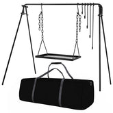 Bruntmor grill swing stand campfire enables versatile outdoor cooking over open flame.