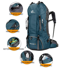 Bseash 60L backpack rain cover stowed in bottom pouch protects gear