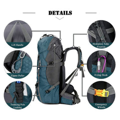 Bseash 60L backpack strap detail with padded breathable support