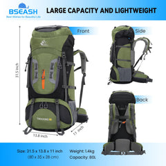 Bseash 80L main compartment keeps gear organized for multi-day trips