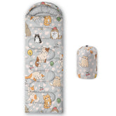BSNTHO Cute Cat Sleeping Bag front view with waterproof shell for reliable outdoor warmth