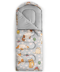 BSNTHO Cute Cat Sleeping Bag in pack demonstrates portable 3 lb design for easy travel