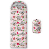 BSNTHO strawberry-koala sleeping bag closed roll, ideal for compact backpacking storage.