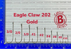 BT Outdoors Eagle Claw 202 gold wire hooks closeup highlights round bend and light wire for crappie.