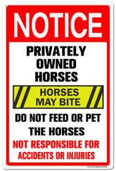 BTFLFDR horse warning sign 8x12 in: durable aluminum for outdoor use.