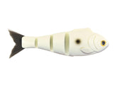 Bucca Brand Weedless Baby Bull Shad 4.5-inch pack shot in bone color, ideal for bass fishing.