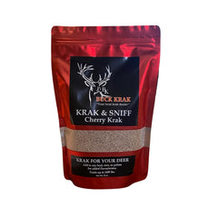 Buck Krak Krak & Sniff Cherry bottle pour attracts deer and turkey with enhanced aroma.