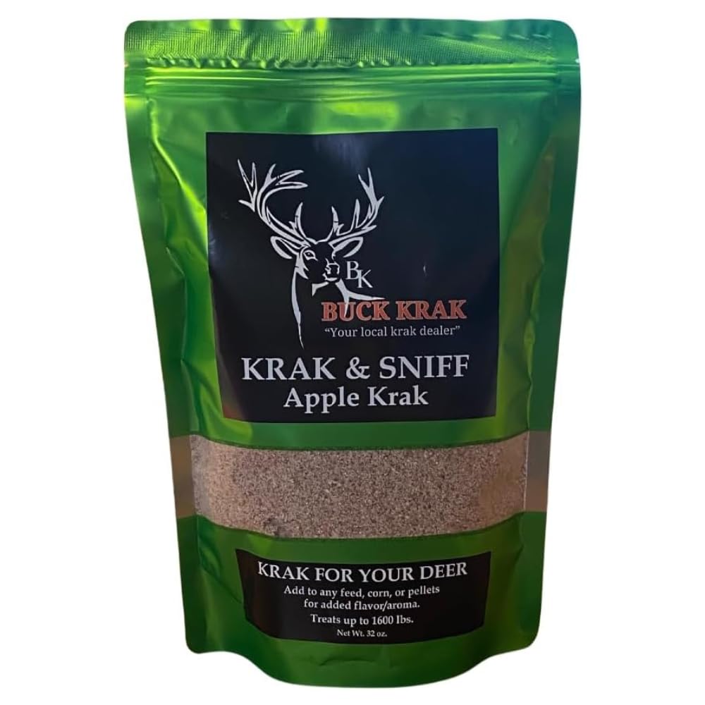 Buck Krak Sniff Apple bottle closeup highlighting attractant aroma for wildlife