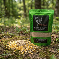 Buck Krak Sniff Apple dosed feed mix in field showing boosted flavor and attraction