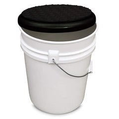 Bucket Pros lid fits 4-6 gallon buckets for versatile garage storage.