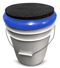Bucket Pros padded seat-lid in use, offering a comfortable resting spot on the field
