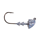 Buckeye Lures Shocker Swimbait Head with Black Nickel Hook in blue glimmer for lifelike presentation.