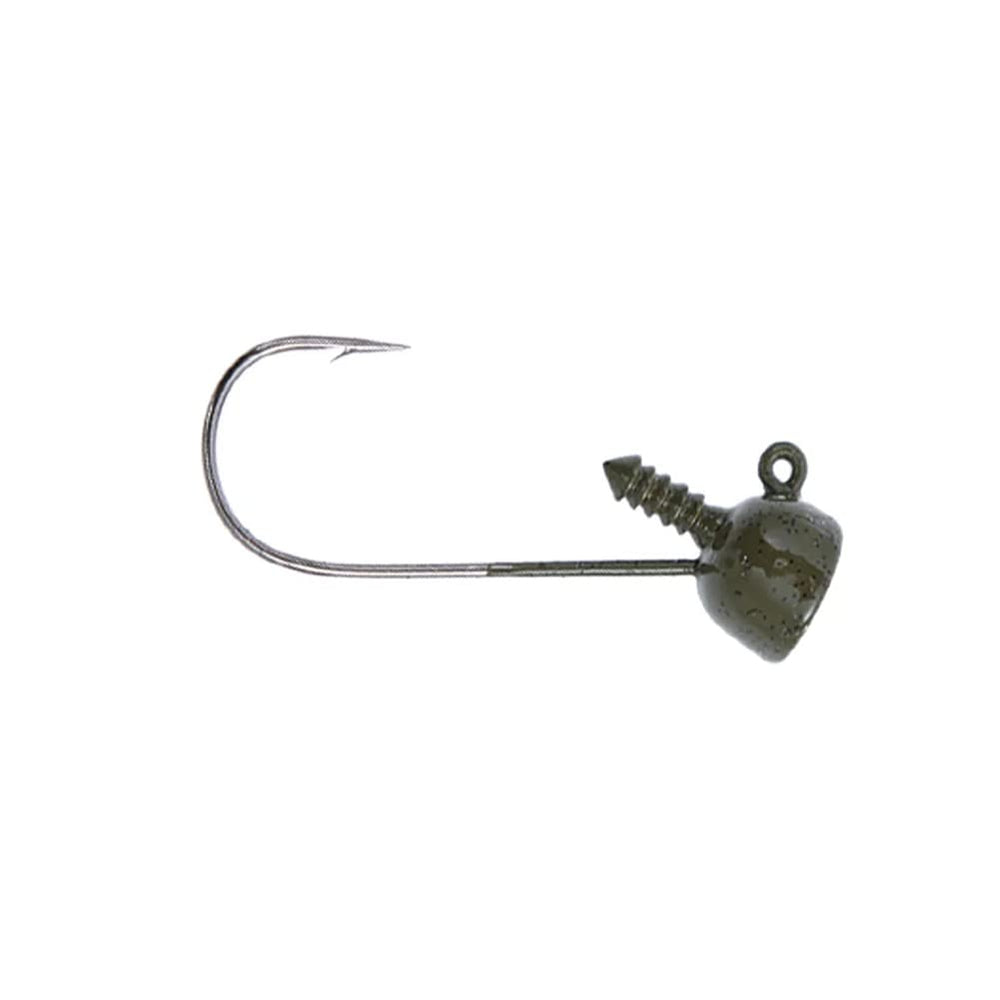 Buckeye Lures Spot Remover Jig Head in green pumpkin with 90-degree Ultra-Point hook for bass