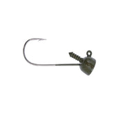 Buckeye Lures Spot Remover Jig Head in green pumpkin with 90-degree Ultra-Point hook for bass