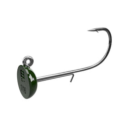 Exaggerated wire keeper on Buckeye Lures Ned Head keeps plastics firmly attached.