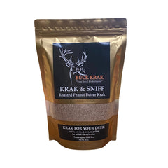 Buck Krak Krak & Sniff peanut butter dust enhances feed aroma to attract deer and turkey.
