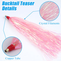 Bucktail teasers kit pink 4.52 inch lure detail